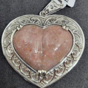 Peach Opal Heart Pendant - NO Chain